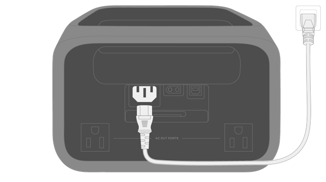 Laad uw powerstation op - Via een stopcontact