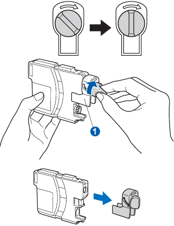 De inktcartridges installeren - Stap 2