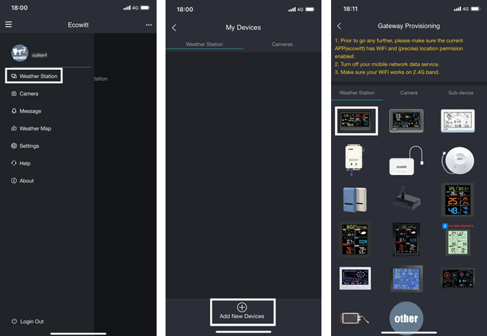 Ecowitt APP-netwerkprovisionering