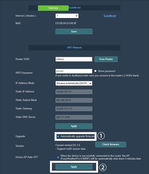 Firmware upgraden via WebUI 192.168.4.1