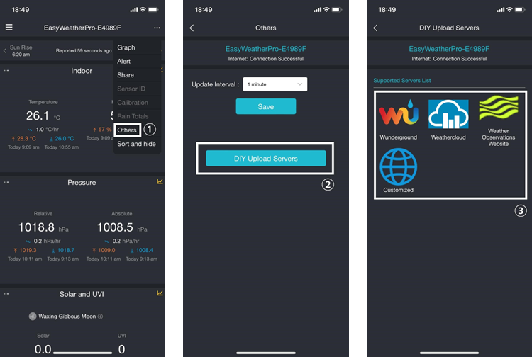 Weerservers uploaden in de ecowitt-app