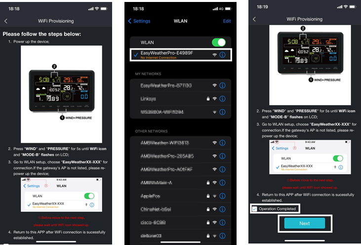 Wifi-provisionering op de ecowitt-app - Stap 1
