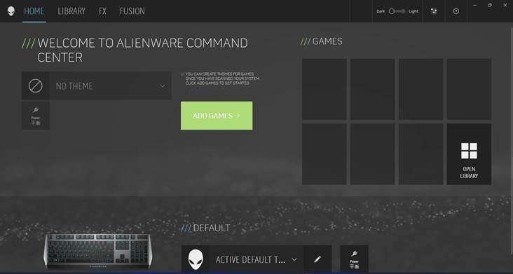 AWCC 5.5 FX-systeemscherm
