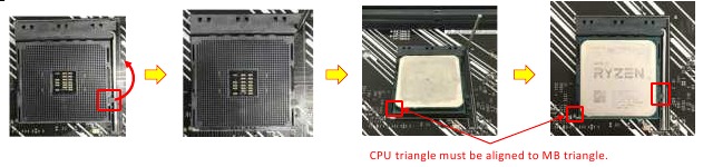 HOOFDBORD met CPU-KOELER & CPU Montage - Stap 1