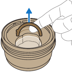 Handgreep van de Quick Clean Pod-cartridge rechtop zetten
