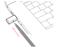 Afbeelding van de verzonken abonnementsknop op de DECT USB-adapter