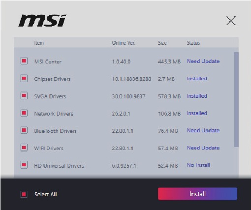 Stuurprogramma installeren met MSI Driver Utility - Stap 2