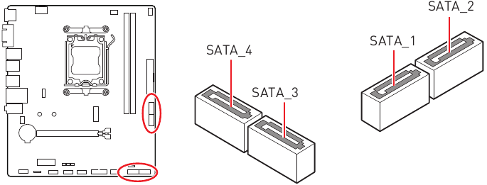 Overzicht van componenten - SATA 6Gb/s-connectoren