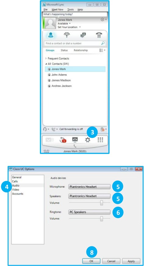 Cisco UC configureren om gesprekken naar de headset te routeren