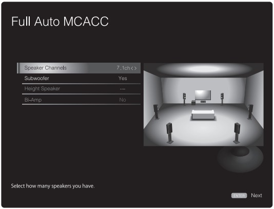 MCACC SETUP-scherm