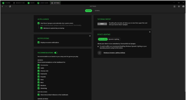 UW APPARAAT CONFIGUREREN - Synapse-instellingen