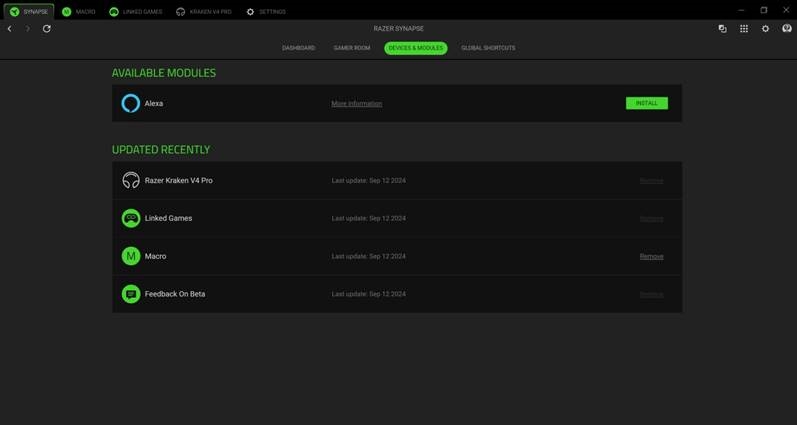 UW RAZER-HEADSET CONFIGUREREN - SYNAPSE -Devices & Modules 