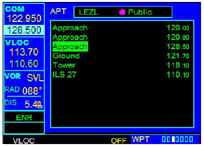 Om een COM-frequentie automatisch af te stemmen voor een luchthaven