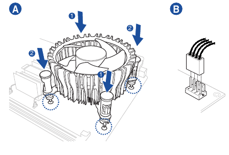 Installeer de CPU-ventilator - Stap 1