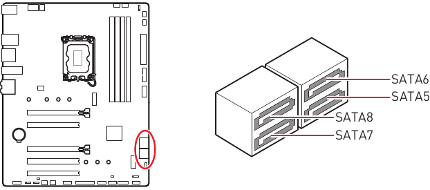 SATA5~8: SATA 6Gb/s-connectoren