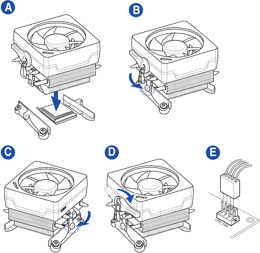 Installeer de CPU-ventilator - Type 1