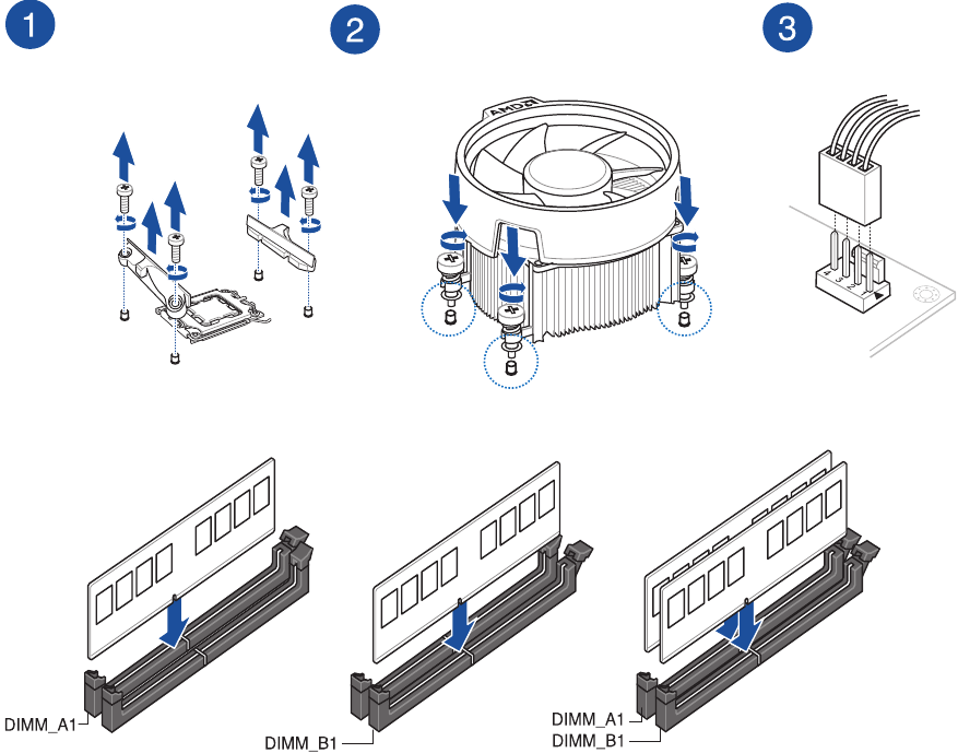 Installeer de CPU-fan - Type 2