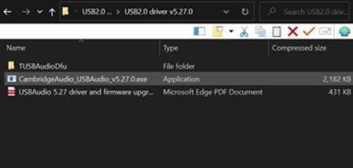 Het nieuwste USB-audiostuurprogramma voor de EXA100 installeren - Stap 1