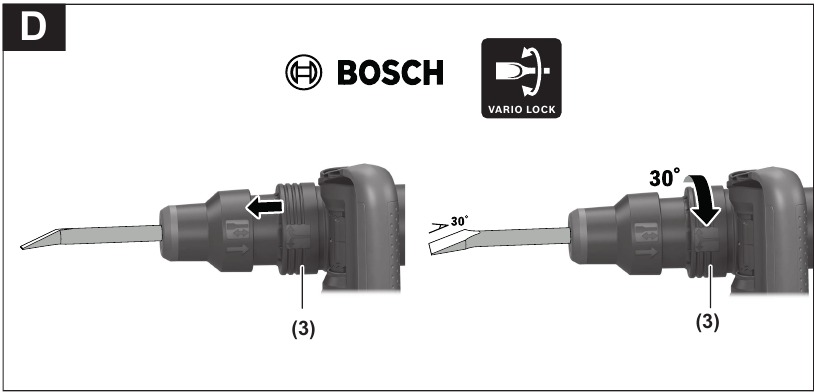 Beitelpositie wijzigen (Vario-Lock)