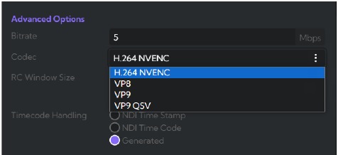 Een codec selecteren voor Cloud Connect-stream