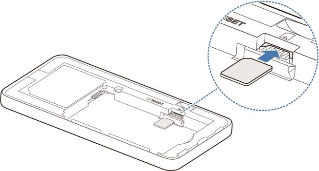 De nano-simkaart en batterij plaatsen - Stap 2