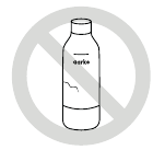 Gebruik nooit een Aarke PET-fles die vervormd, verkleurd of bekrast is.