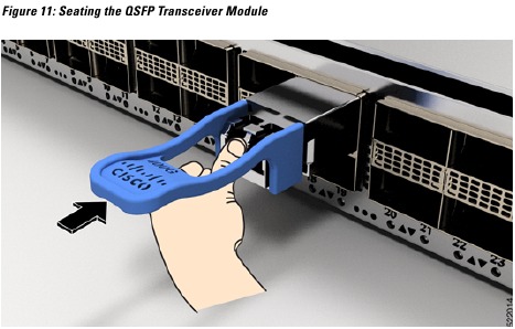 De QSFP-transceivermodule installeren - Stap 2