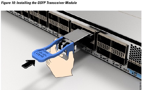 De QSFP-transceivermodule installeren - Stap 1