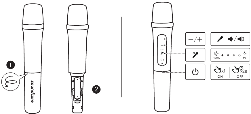 De draadloze microfoon gebruiken