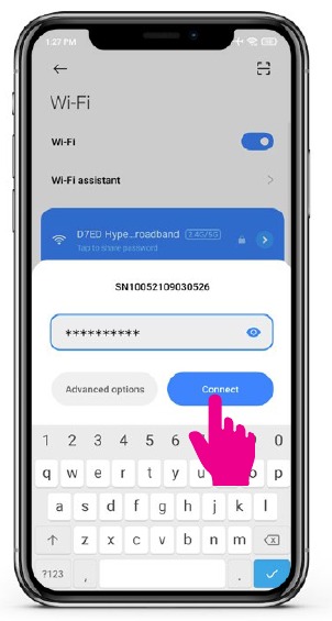 Voer het Wi-Fi wachtwoord van de lader in