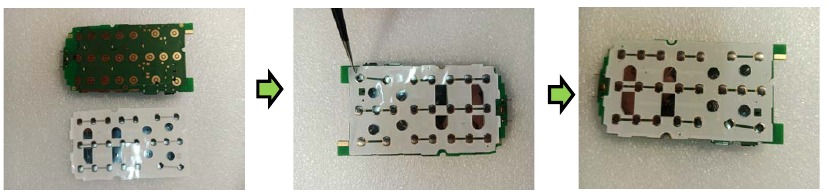 Monteer de metalen koepel op de PCBA