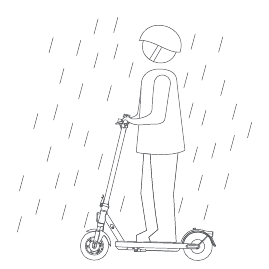 Rijd niet in de regen. Rijd niet door plassen of andere (water) obstakels