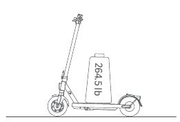 Overschrijd het gespecificeerde maximale laadvermogen van de scooter (120 kg) niet