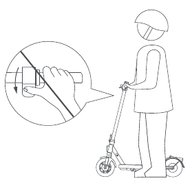 Druk niet op het gaspedaal als u naast de scooter loopt