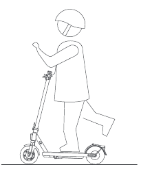 Rijd niet op de scooter met &eacute;&eacute;n of beide handen van het stuur, of met slechts &eacute;&eacute;n voet