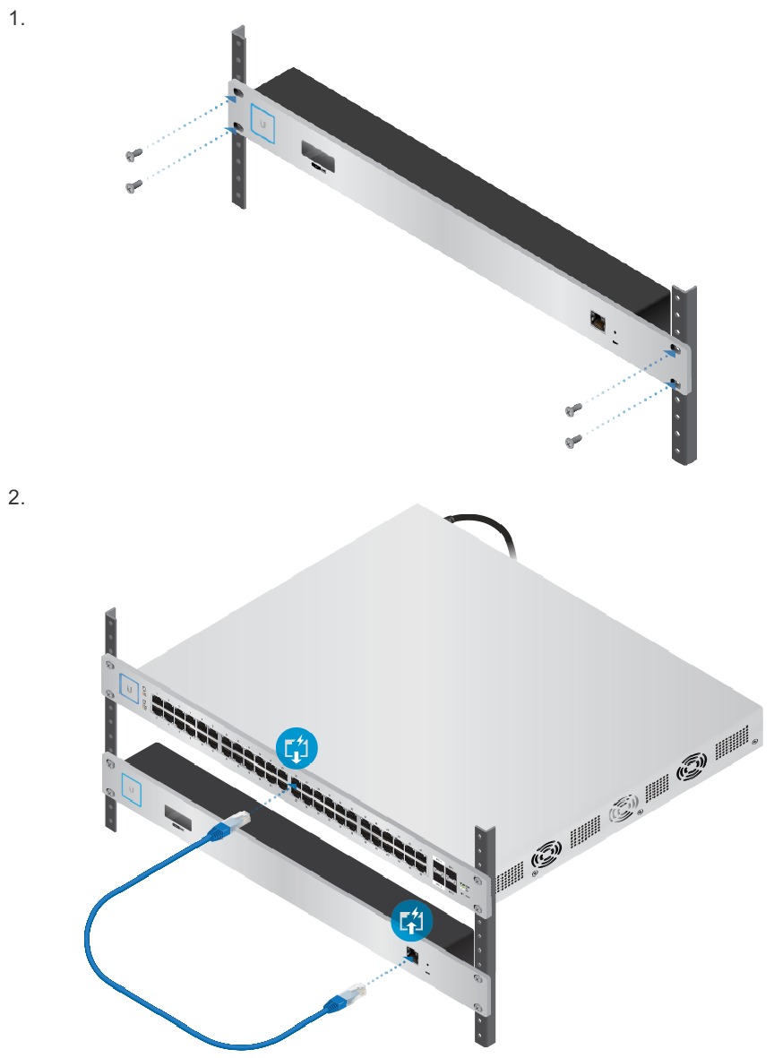 Optioneel rackmontage-accessoire - Stap 1