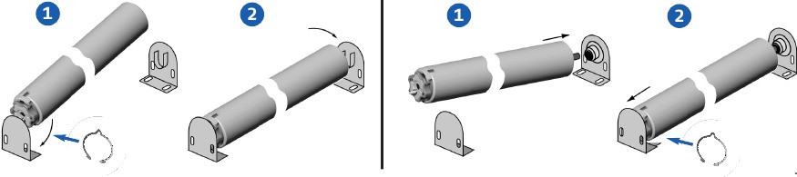 Installeer de buis op de beugels