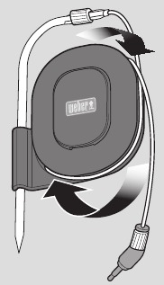 Voedselthermometer opgerold voor opslag