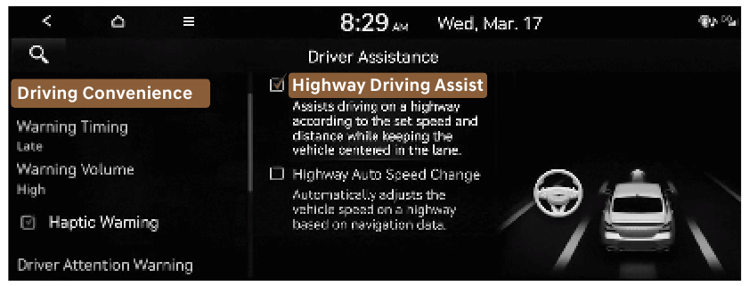 HIGHWAY DRIVING ASSIST (HDA)