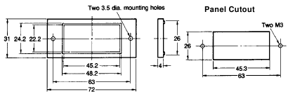 Y92F-75 inbouwadapter montageafmetingen