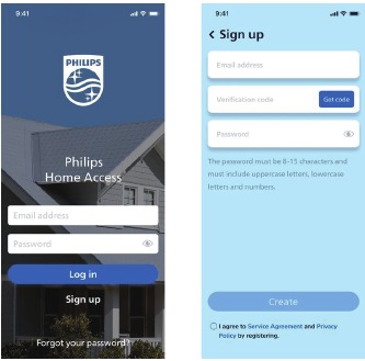 Een gebruikersaccount aanmaken in de Philips Home Access-app