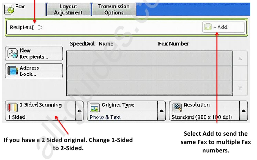 Hoofd faxscherm