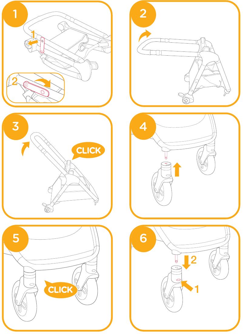 Montage van de kinderwagen - Stap 1