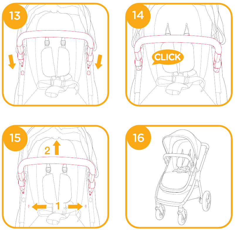 Montage van de kinderwagen - Stap 3
