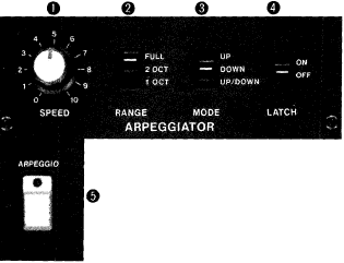 FUNCTIES EN BEDIENINGSELEMENTEN - ARPEGGIATOR