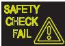 HALO Bolt Ultimate met de melding 'SAFETY CHECK FAIL' (veiligheidscontrole mislukt) op het scherm.