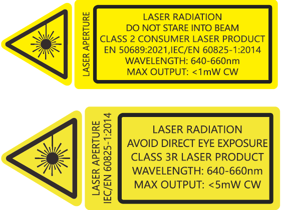 Waarschuwingslabel voor rood laserproduct