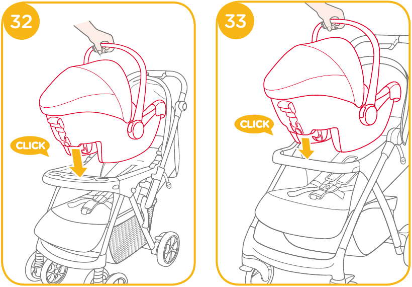 Het product op Joie-kinderwagens installeren - Stap 1