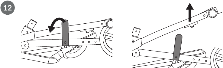 Het frame van de kinderwagen uitvouwen - Stap 1