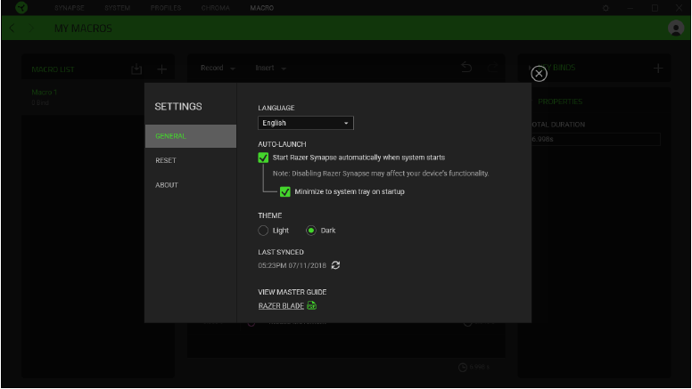 Configureren - Venster Instellingen - Stap 1